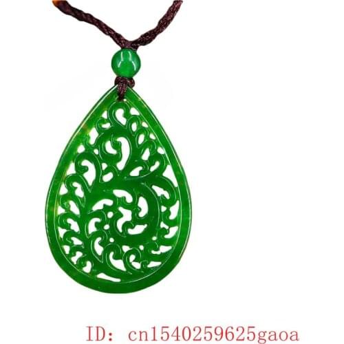 Green Jade Grass Pendant Chinese Gifts Amulet Carved Necklace Fashion Lucky Natural Charm Jewellery Jadeite