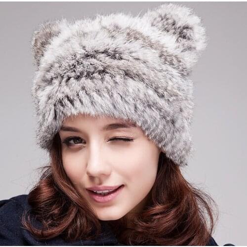 Women Autumn Winter Fashion Vintage Fur Keep Warm Luxury Hats Casual Cute Cat Ears Thicken Cap Wholesale 2020 New Korean Version