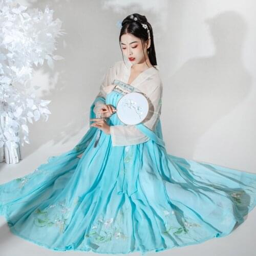 Ladies Han Fu Chinese Traditional Dance Wear Fairy Performance Embroidery Dress Oriental Tang Ancient Photography Dress Cosplay