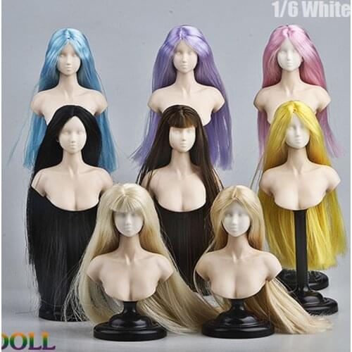 1:6 White model make-up painting practice Head Sculpt Model with hair For 12" PH TBL Female Soldier Body Figure Toy Collect