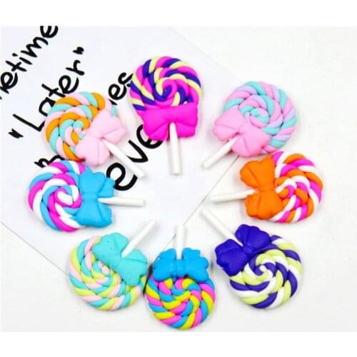 1PCS Dazzling Rainbow Swirl Lollipop WITHOUT CLIP Girl Hair Accessory For DIY Headdress Semi-finished Products 2019 Accessories