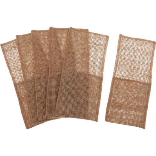 12pcs Natural Burlap Utensil Holders Cutlery Pouch Party Bridal Shower Wedding Tableware Bags Favor