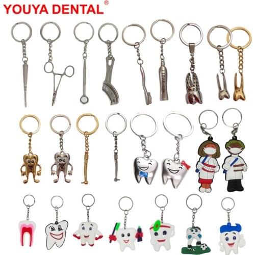 2pcs/8pcs Dental Tooth Keychain Kawaii Teeth Shaped Key Chain Cute Men Women Couple Key Holder Trinket Dentistry Dentist Gifts