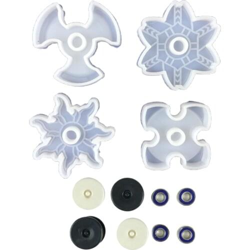 4 Pcs Anxiety Relief Hand Finger Fidget Spinner Toys Epoxy Resin Mold Fingertip Gyro Toy Silicone Mold DIY Crafts Mold