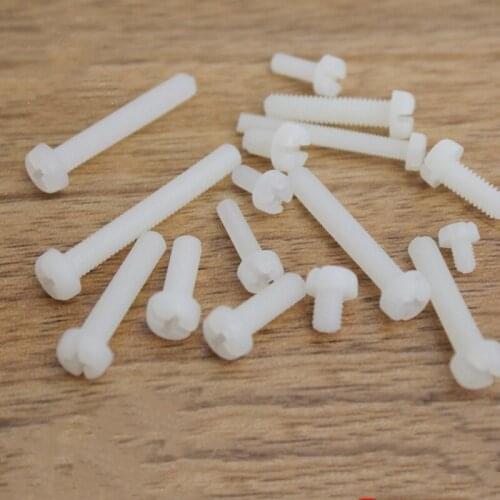 50pcs M6 plastic fasteners nylon screws Phillips round head pan head screw lamp fitting slotted white bolts 10-35mm length
