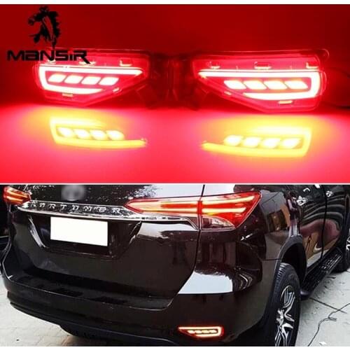 Car LED Rear bumper light Rear Fog Lamp Auto Brake Reflector Taillight For Toyota Fortuner 2015 -2020 3-in-1 Functions Taillight