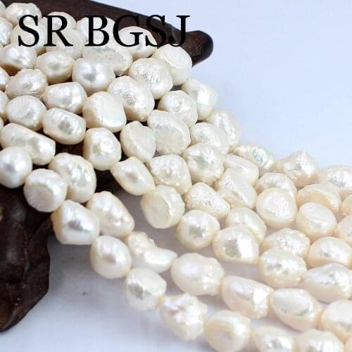 Free Shipping 8-9mm Baroque Keshi Edsion White Natural Freshwater Pearl Loose Spacer Beads String 15"