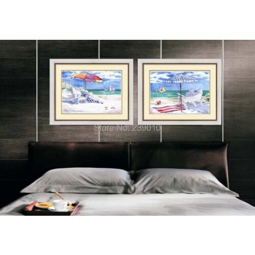 Free shipping Mediterranean oil painting canvas prints seascape Beach Landscape blue oil painting on canvas decoration picture