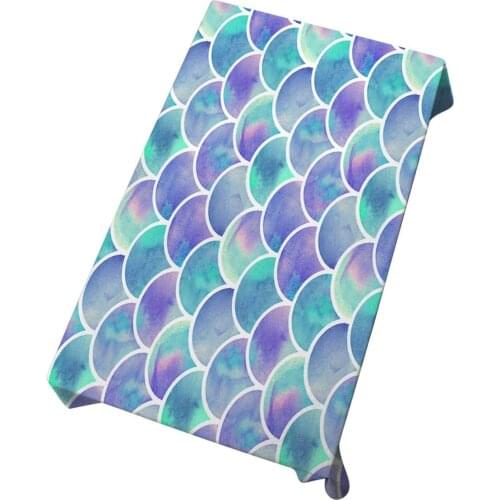Watercolor Rainbow Scales of Mermaid Seamless Pattern Decorative Table Cover