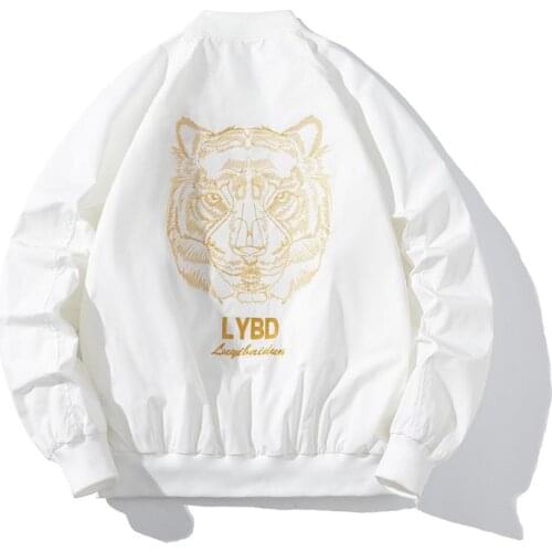 Embroidery Baseball Jacket Men Women Casual Bomber Jacket Tinger Animal Streetwear Windbreaker Coats Fashion Couple Clothes 2021
