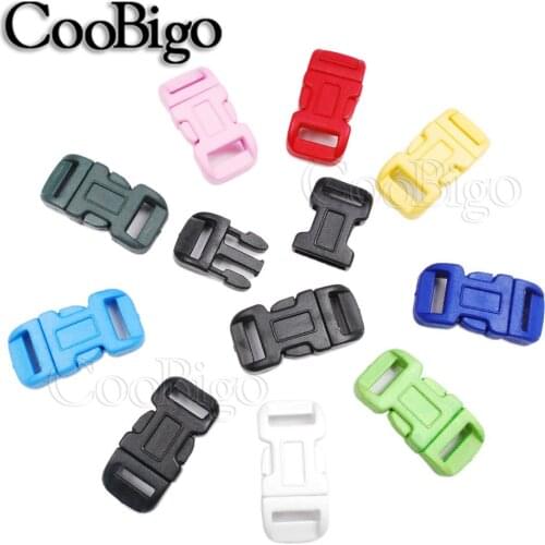 10pcs Pick Colors 7/16"(11mm) Side Release Buckle Curved Paracord Bracelet Dog Cat Collar Backpack DIY Webbing Strap Travel Kits