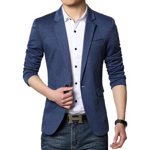 BROWON Autumn Brand Men Blazers Slim Fit Casual Suit Jacket Sold Color One Button Korean Style Business Wedding Party Blazer