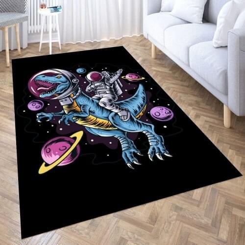 Dinosaur Astronaut Space Carpet for Living Room 3D Anime Cartoon Rug Gamer Teen Room Bedside Lounge Rug Kids Children Floor Mats