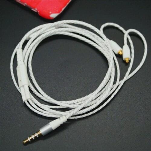 DIY pluggable earphone wire white color with mic for mmcx ue900 se535