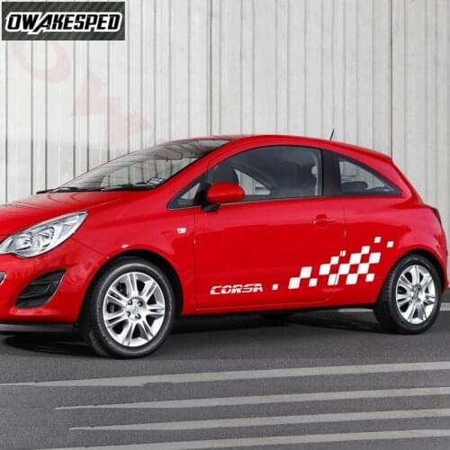 Both Side Car Body Stickers Auto Door Accessories Racing Lattice Sport Graphic Vinyl Decals For VAUXHALL Opel Corsa OPC c e d