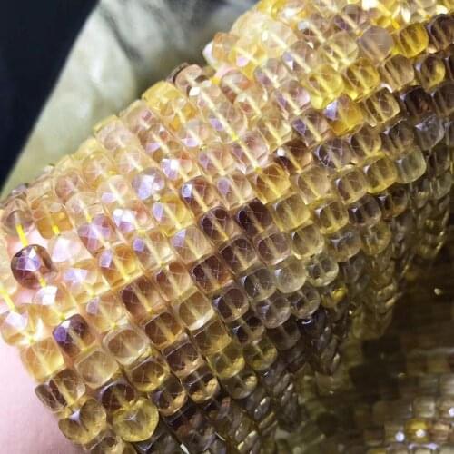 Fluorite yellow square faceted 6*7mm for DIY jewelry making loose beads FPPJ wholesale beads nature gemstone