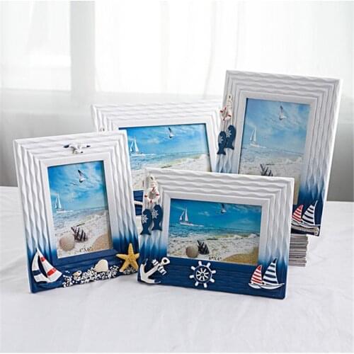 Hot Selling Mediterranean Style Creative Photo Frame Home Desktop Decor Marine Solid Wood Photo Frame Series DIY Family Frame