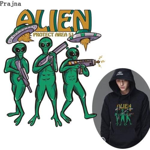 ALIEN UFO Thermal Transfers Printed DIY Punk Stickers To Cloth Space Stripes Heat Transfer For Clothing Sky Transfer Vinyl