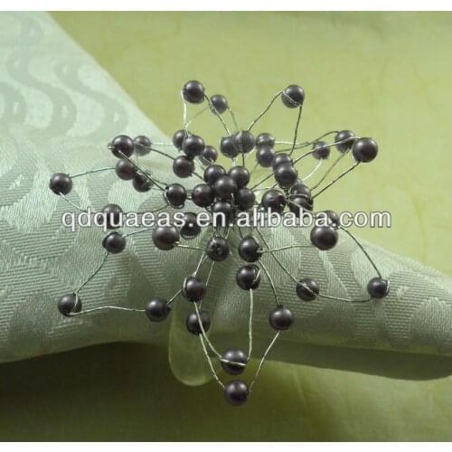 Pearl beads flower napkin ring, pearl napkin holder