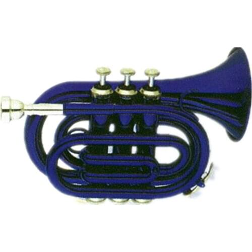 Blue Color Pocket Trumpet Brass body Cupronickel valves Tone Bb