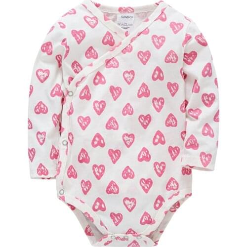Kavkas Reborn Baby Girl 100% Cotton Infant Body Long Sleeve Cartoon Pink Love Printing Baby clothing реборн девочка
