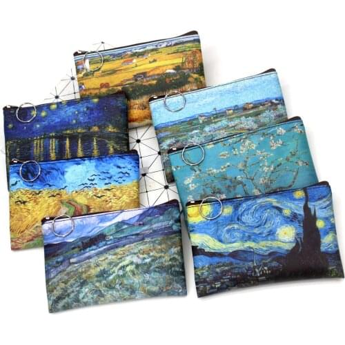 Classic Creative Coin Purse Famous Oil Painting Change Purse Lady Card Holding Small Square Wallet Women Vintage Mini Wallet