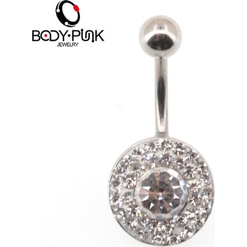 BODY PUNK Shinning Beads Navel Piercing All Clear Cover Curve Belly ombligo/nombril Bottun Ring Trendy Body Jewelry