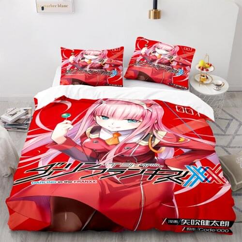 Darling In The Franxx Bedding Set Bedspread Single Twin Full Queen King Size Bed Sets Childrens Bedroom Duvetcover Red Design