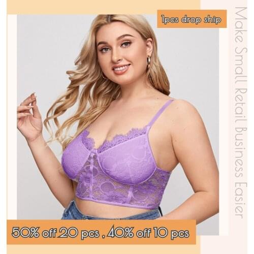 Plus Size Lace Lingerier Sexy Cami Women Wireless Bra Floral Top Vest Wholesale Bralette CT 14672