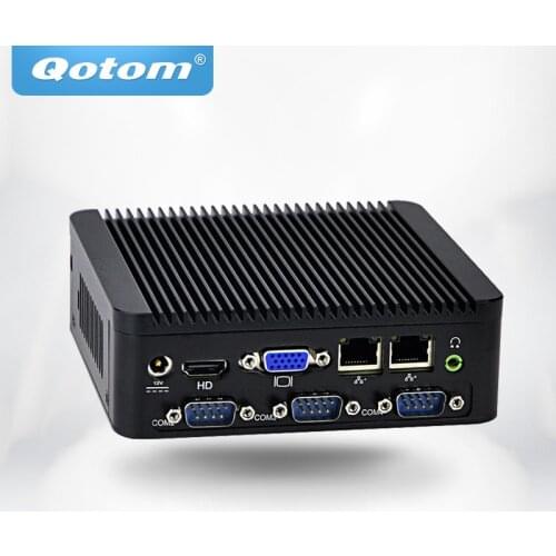 OEM/ODM Fanless Mini Pc Qotom Q192P/Q190P with Celeron N2920/J1900 on Board 1080P 4 Serial Port Dual Lan Multimedia Player