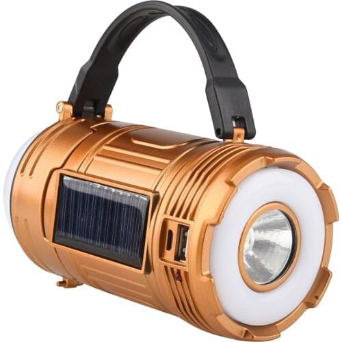 Solar Powered Flashlight Multi-Function Portable Outdoor USB Rechargeable Light For Camping Hiking Fishing
