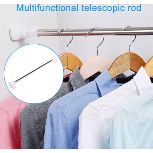 Multifunctional Telescopic Shower Curtain Rail Extendable Pole Rod Bathroom Struts Window Curtain Bedroom Clothes Hanger Rod
