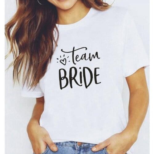 Fashion Team Bride Couple Tshirt Short Sleeve Causal Cotton Summer Tee Shirt Femme Plus Size T Shirt Women Tops Camiseta Mujer