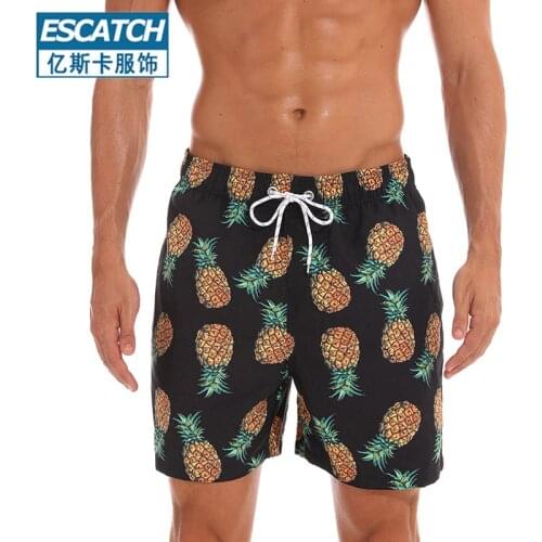 Mens Fashion Surf Beach Shorts Loose Quick-drying Pattern Swimming Shorts New Mens Sports Fitness Running Shorts Quarter Pants