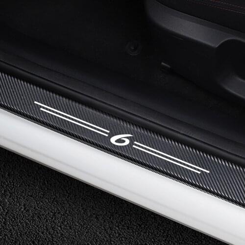 4PCS Auto Door Threshold Plate Anti-Scratch Stickers Door Sills Guards For Mazda 6 Car Carbon Fiber Protector Decor Accessories