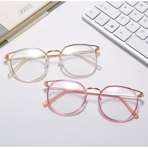Elbru Round Frame Myopia Glasses Women Men Cat Eye Nearsighted Eyewear Student Glasses with Diopters Minus -0.5 to -6.0