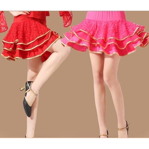 Dance Latin dance clothing flounced skirt double Leggings crony adult Latin skirt