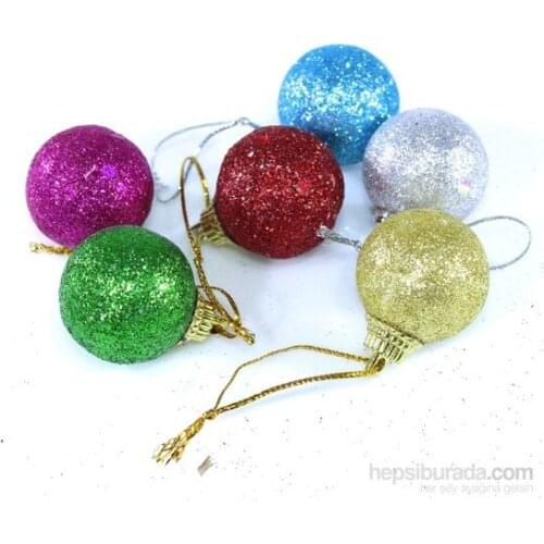 Christmas Tree Ornament Silvery Cici Top 3cmKarışık ( 6 Piece) christmas decorations рождественские украшения