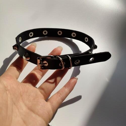 Hot Punk Harajuku Collar Rivets Choker Necklace PU Leather Bracelet Goth 100% Handmade Neck Jewelry wristband