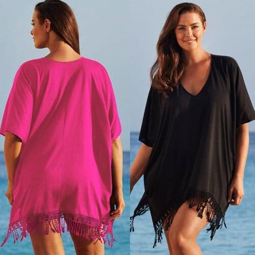 Sexy Women V Neck Deep V 2018 Lady Lace Kaftan Swimwear Cover Up Beach Mini Dress Plus Size Fashion