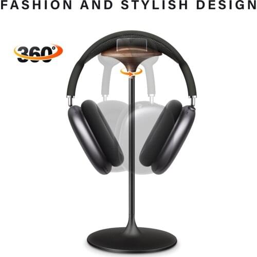 Headphone Stand Black Walnut/Beech & Aluminum Headset Stand Nature Wood Holder For Desk Display PC Gaming Accessories Hanger