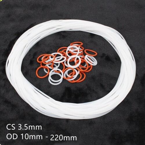 Custom CS 3.5mm 2pcs VMQ O Ring Seals Silicone Rubber Gaskets OD 10 - 220MM Red Translucent White