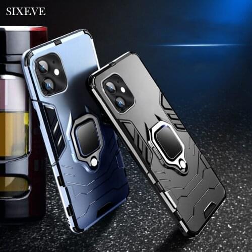 Shockproof Armor Case For iPhone 12 mini 11 Pro X XR XS Max iPhone 6 6s 7 8 Plus 5 SE 2 Stand Car Ring Magnetic Back Phone Cover