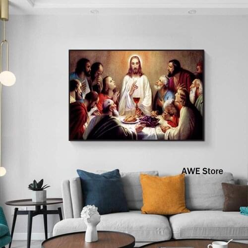 The Last Supper By Leonardo Da Vinci Oil Painting Printed Posters And Print Wall Decorative Pictures For Living Room Decoration