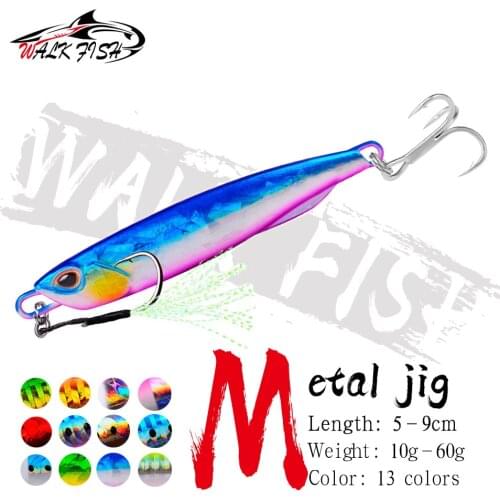 WALK FISH Metal Jig Fishing Lure Weights 10g-60g Trolling Hard Bait Bass Fishing Bait Tackle Trout Jigging Lure Jigs Saltwater