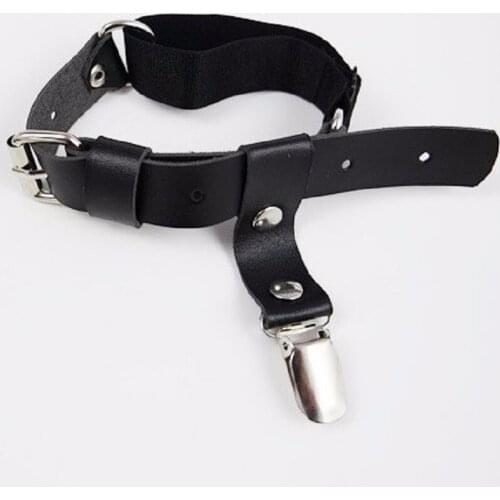 Women Punk Leather Garter belt handmade high Elastic Harajuku leg ring Stocking Suspender Metal duckbill clip free shipping