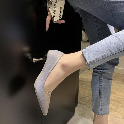 Women Fashion High Quality Sexy Party Night Club High Heel Shoes Ladies Casual Silver Wedding Stiletto Heels