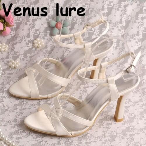 22 Colors Open Toe Wedding Beige Sandals for Women with Heels
