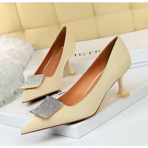 Womens shoes 2021 new fashion water diamond decorative high heels soft soles comfortable sexy single shoes