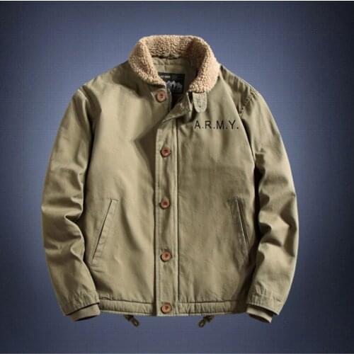 Winter Jacket Man Thickening Lapel Uniform Cotton-padded Clothes Outdoors Camping Loose Coat Lamb Cotton Cashmere